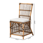 Load image into Gallery viewer, Baxton Studio Kim Modern Bohemian White Fabric And Natural Brown Rattan Dining Chair
