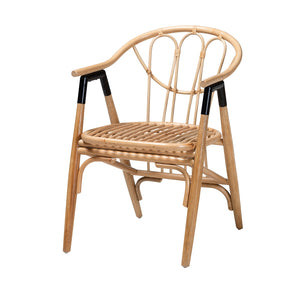 Baxton Studio Cyntia Modern Bohemian Natural Brown Rattan Dining Chair