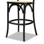 Load image into Gallery viewer, Baxton Studio Vance Mid-Century Modern Brown Woven Rattan And Black Wood Cane Counter Stool
