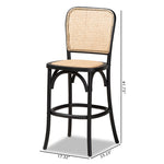 Load image into Gallery viewer, Baxton Studio Vance Mid-Century Modern Brown Woven Rattan And Black Wood Cane Counter Stool
