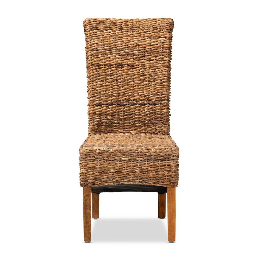 Baxton Studio Trianna Rustic Transitional Natural Seagrass And Brown Finished Wood Dining Chair