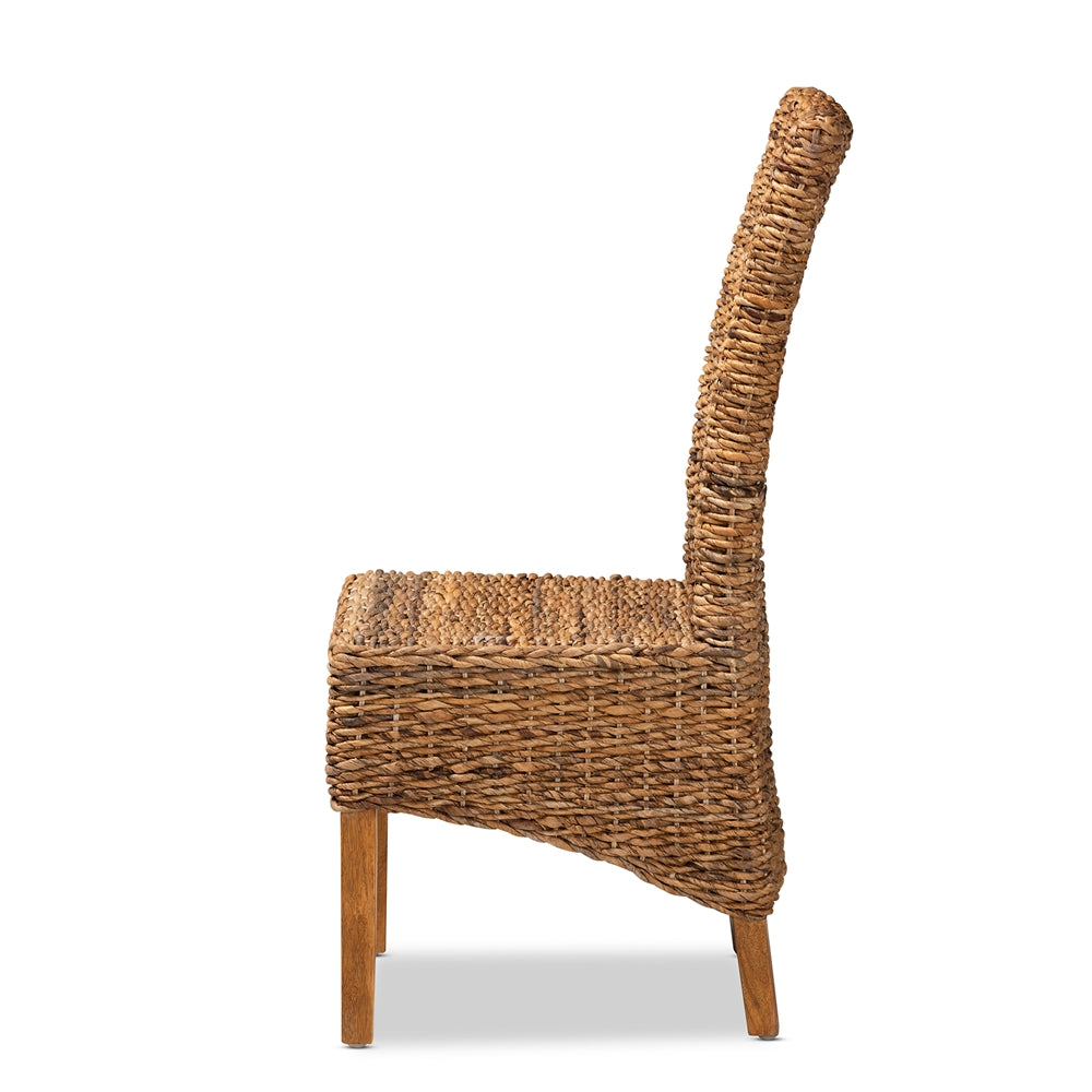 Baxton Studio Trianna Rustic Transitional Natural Seagrass And Brown Finished Wood Dining Chair