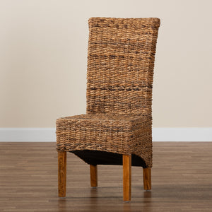 Baxton Studio Trianna Rustic Transitional Natural Seagrass And Brown Finished Wood Dining Chair