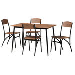 Load image into Gallery viewer, Baxton Studio Neona Modern Industrial Walnut Brown Finished Wood And Black Metal 5-Piece Dining Set
