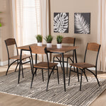 Load image into Gallery viewer, Baxton Studio Neona Modern Industrial Walnut Brown Finished Wood And Black Metal 5-Piece Dining Set
