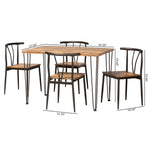 Load image into Gallery viewer, Baxton Studio Tilda Modern Industrial Natural Brown Finished Wood And Dark Bronze Metal 5-Piece Dining Set
