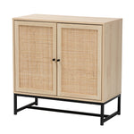 Load image into Gallery viewer, Baxton Studio Caterina Mid-Century Modern Transitional Natural Brown Finished Wood And Natural Rattan 2-Door Storage Cabinet
