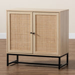 Load image into Gallery viewer, Baxton Studio Caterina Mid-Century Modern Transitional Natural Brown Finished Wood And Natural Rattan 2-Door Storage Cabinet
