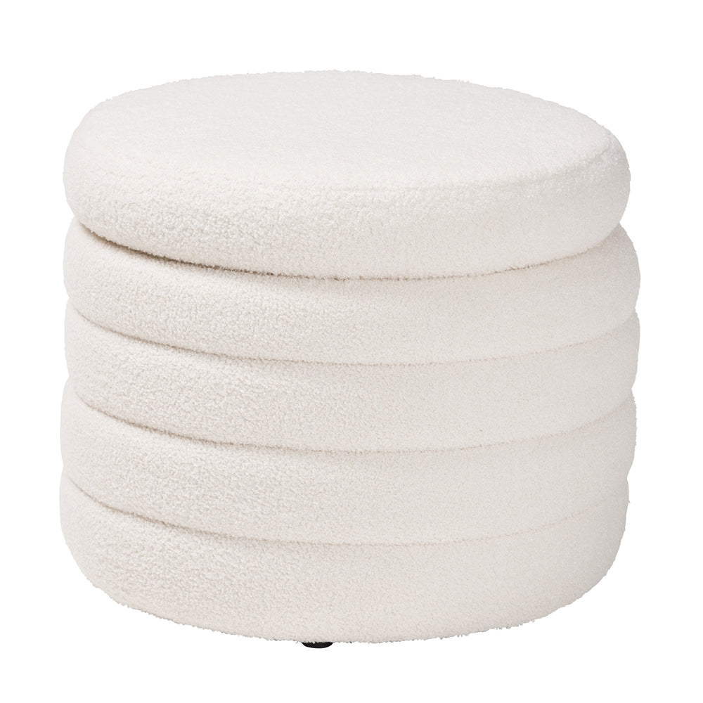 Baxton Studio Tabitha Modern And Contemporary Ivory Boucle Upholstered Storage Ottoman