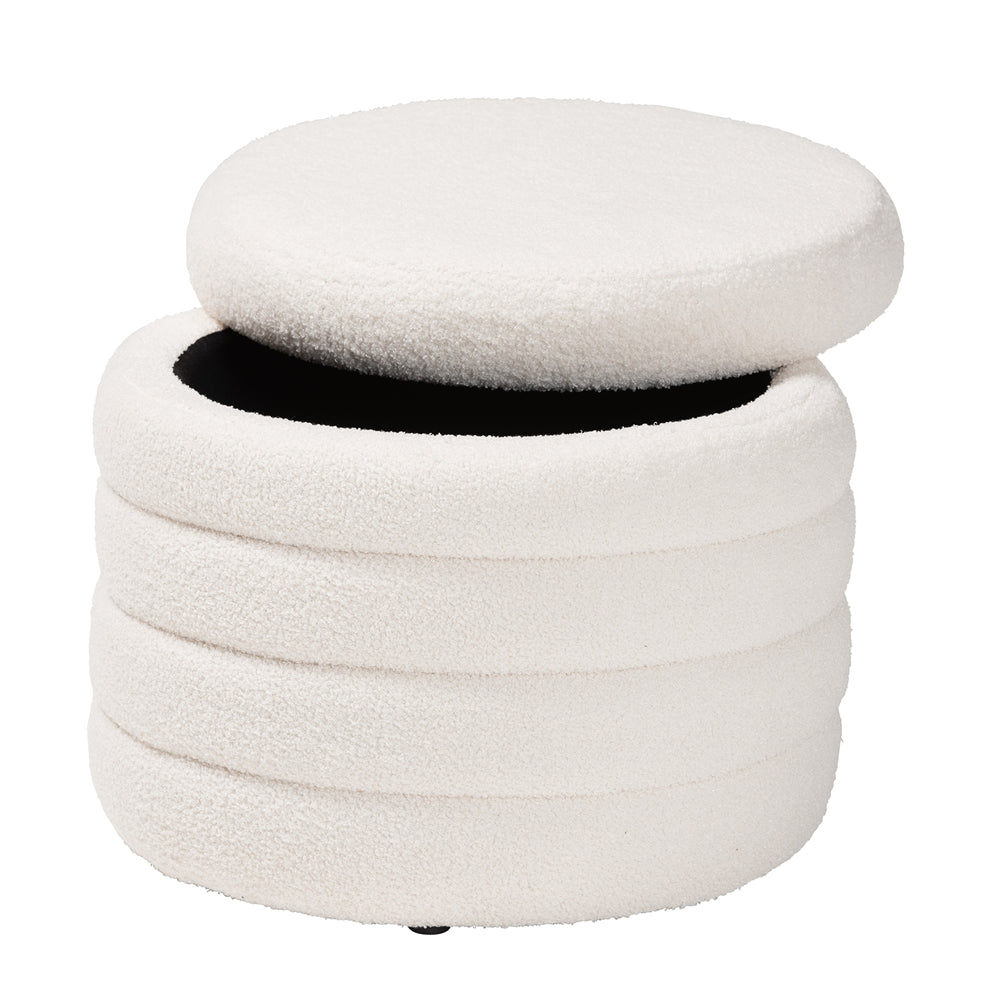 Baxton Studio Tabitha Modern And Contemporary Ivory Boucle Upholstered Storage Ottoman