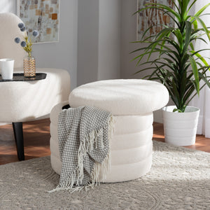 Baxton Studio Tabitha Modern And Contemporary Ivory Boucle Upholstered Storage Ottoman