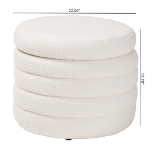 Baxton Studio Tabitha Modern And Contemporary Ivory Boucle Upholstered Storage Ottoman