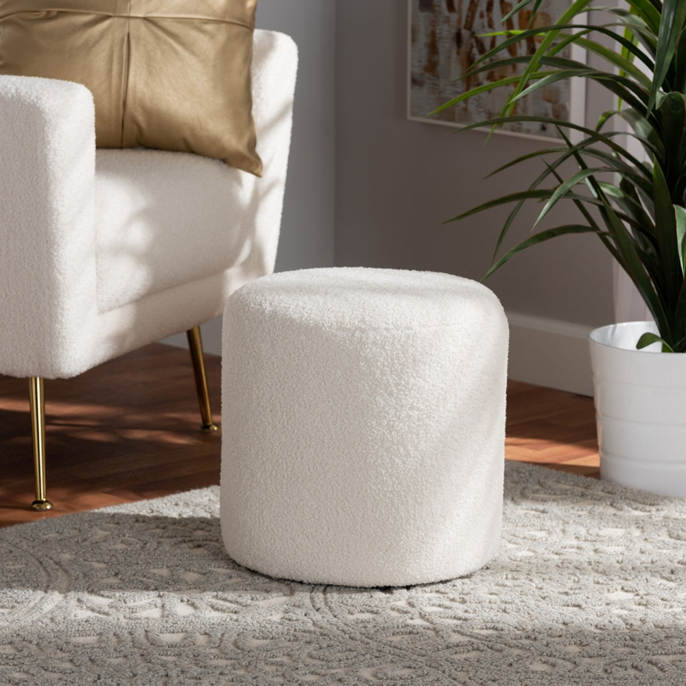 Baxton Studio Tori Modern And Contemporary Ivory Boucle Upholstered Ottoman