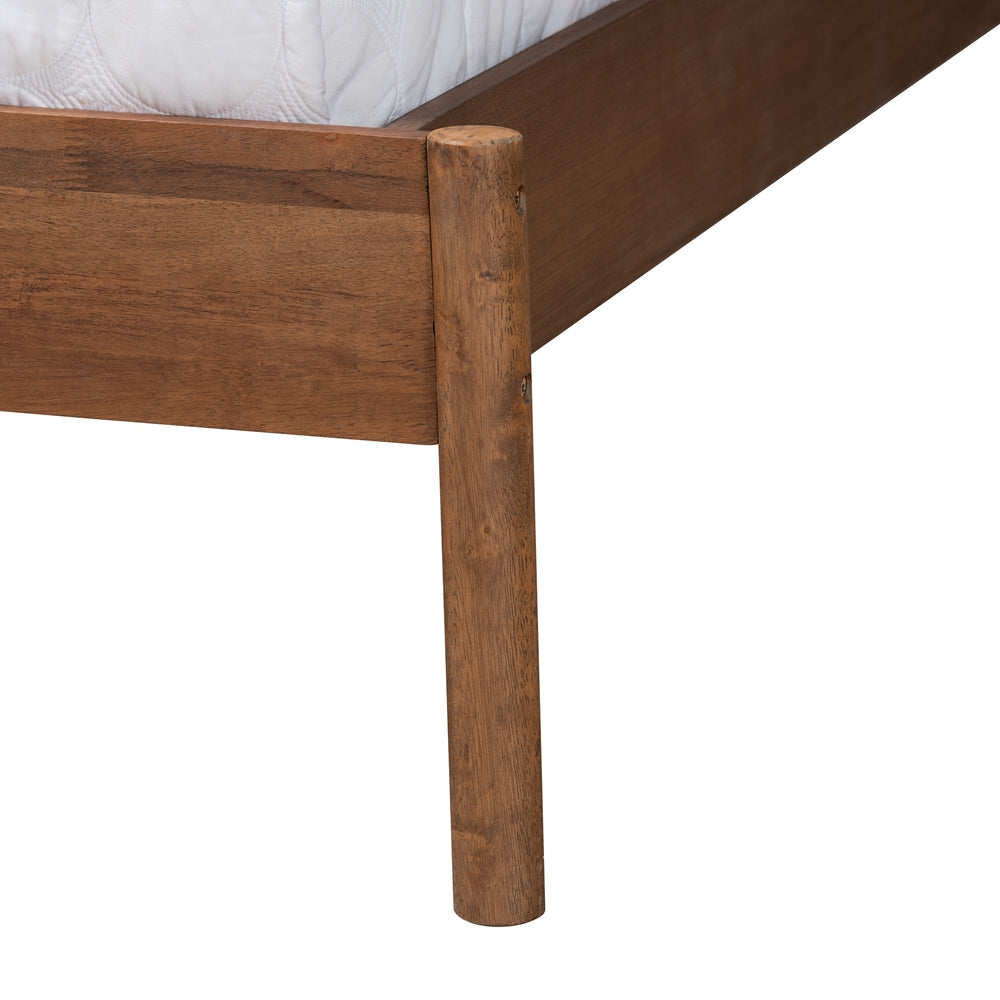 Baxton Studio Agatis Mid-Century Modern Walnut Brown Finished Wood Queen Size Bed