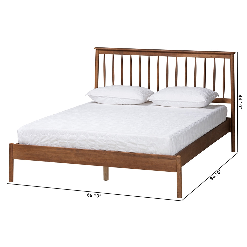 Baxton Studio Agatis Mid-Century Modern Walnut Brown Finished Wood Queen Size Bed