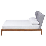 Load image into Gallery viewer, Baxton Studio Royce Mid-Century Modern Transitional Light Grey Fabric And Ash Walnut Finished Wood Queen Size Bed
