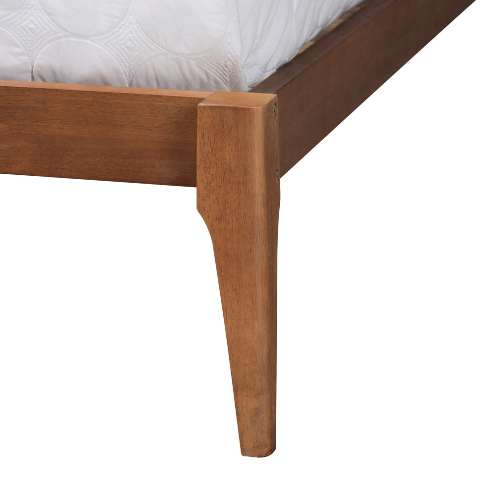 Baxton Studio Royce Mid-Century Modern Transitional Light Grey Fabric And Ash Walnut Finished Wood Queen Size Bed