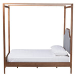 Load image into Gallery viewer, Baxton Studio Dakota Classic And Traditional Light Grey Fabric And Ash Walnut Finished Wood Queen Size Platform Canopy Bed
