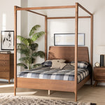 Load image into Gallery viewer, Baxton Studio Roman Classic And Traditional Ash Walnut Finished Wood Queen Size Canopy Bed
