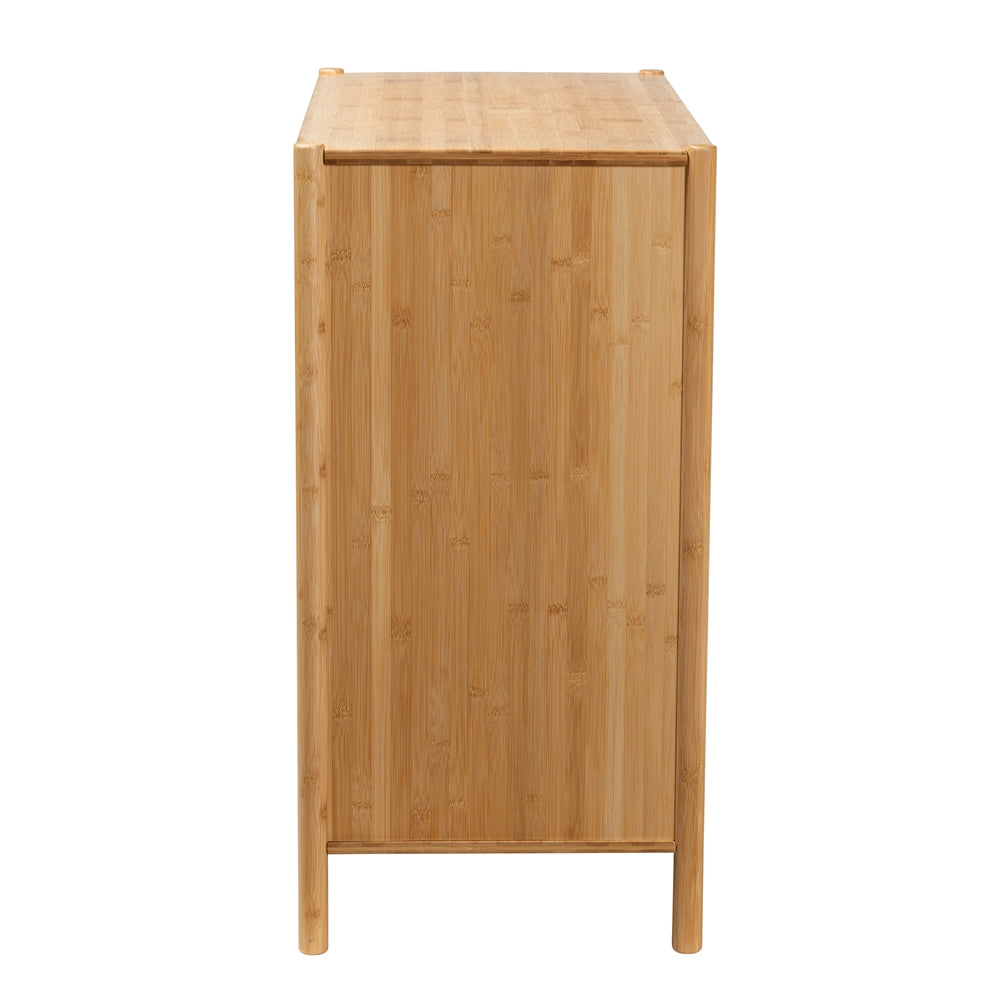 Baxton Studio Naresh Mid-Century Modern Transitional Natural Brown Bamboo Wood 2-Door Storage Cabinet