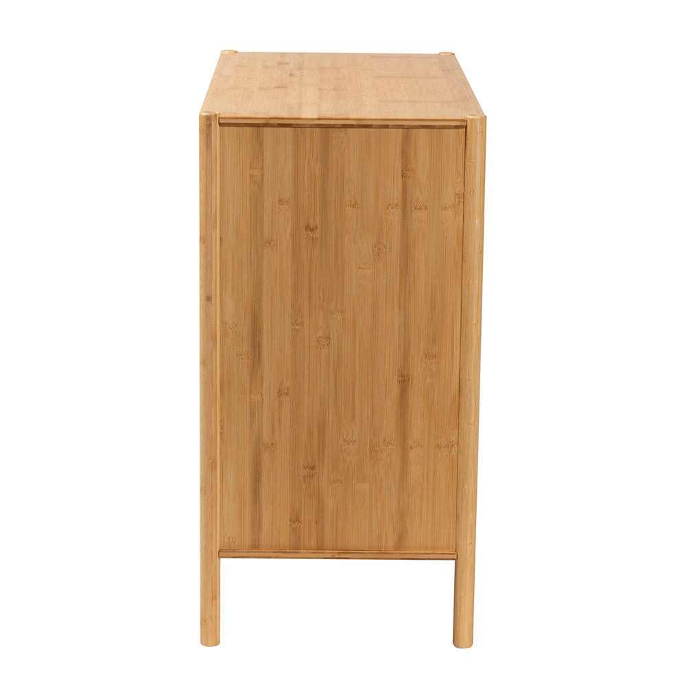 Baxton Studio Naresh Mid-Century Modern Transitional Natural Brown Bamboo Wood 3-Drawer Storage Cabinet