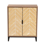 Load image into Gallery viewer, Baxton Studio Josephine Mid-Century Modern Transitional Two-Tone Walnut And Natural Brown Finished Wood And Black Metal 2-Door Storage Cabinet
