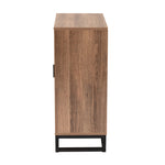 Load image into Gallery viewer, Baxton Studio Josephine Mid-Century Modern Transitional Two-Tone Walnut And Natural Brown Finished Wood And Black Metal 2-Door Storage Cabinet
