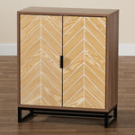 Load image into Gallery viewer, Baxton Studio Josephine Mid-Century Modern Transitional Two-Tone Walnut And Natural Brown Finished Wood And Black Metal 2-Door Storage Cabinet
