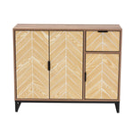 Load image into Gallery viewer, Baxton Studio Josephine Mid-Century Modern Transitional Two-Tone Walnut And Natural Brown Finished Wood And Black Metal 3-Door Sideboard
