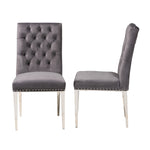 Load image into Gallery viewer, Baxton Studio Caspera Contemporary Glam And Luxe Grey Velvet Fabric And Silver Metal 2-Piece Dining Chair Set
