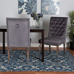 Load image into Gallery viewer, Baxton Studio Caspera Contemporary Glam And Luxe Grey Velvet Fabric And Silver Metal 2-Piece Dining Chair Set
