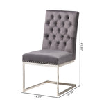 Load image into Gallery viewer, Baxton Studio Sherine Contemporary Glam And Luxe Grey Velvet Fabric And Silver Metal 2-Piece Dining Chair Set
