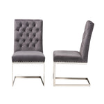 Load image into Gallery viewer, Baxton Studio Sherine Contemporary Glam And Luxe Grey Velvet Fabric And Silver Metal 2-Piece Dining Chair Set
