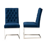 Load image into Gallery viewer, Baxton Studio Sherine Contemporary Glam And Luxe Navy Blue Velvet Fabric And Silver Metal 2-Piece Dining Chair Set
