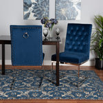 Load image into Gallery viewer, Baxton Studio Sherine Contemporary Glam And Luxe Navy Blue Velvet Fabric And Silver Metal 2-Piece Dining Chair Set
