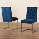 Load image into Gallery viewer, Baxton Studio Sherine Contemporary Glam And Luxe Navy Blue Velvet Fabric And Silver Metal 2-Piece Dining Chair Set
