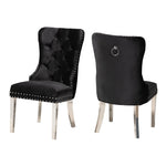 Load image into Gallery viewer, Baxton Studio Honora Contemporary Glam And Luxe Black Velvet Fabric And Silver Metal 2-Piece Dining Chair Set
