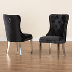 Load image into Gallery viewer, Baxton Studio Honora Contemporary Glam And Luxe Black Velvet Fabric And Silver Metal 2-Piece Dining Chair Set
