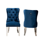 Load image into Gallery viewer, Baxton Studio Honora Contemporary Glam And Luxe Navy Blue Velvet Fabric And Silver Metal 2-Piece Dining Chair Set
