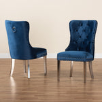 Load image into Gallery viewer, Baxton Studio Honora Contemporary Glam And Luxe Navy Blue Velvet Fabric And Silver Metal 2-Piece Dining Chair Set
