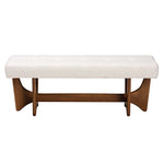 Load image into Gallery viewer, Baxton Studio Theo Japandi Cream Boucle Fabric And Walnut Brown Finished Wood Bench
