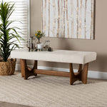 Load image into Gallery viewer, Baxton Studio Theo Japandi Cream Boucle Fabric And Walnut Brown Finished Wood Bench
