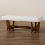 Load image into Gallery viewer, Baxton Studio Theo Japandi Cream Boucle Fabric And Walnut Brown Finished Wood Bench
