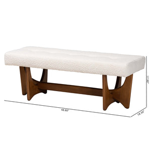 Baxton Studio Theo Japandi Cream Boucle Fabric And Walnut Brown Finished Wood Bench