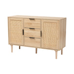 Load image into Gallery viewer, Baxton Studio Harrison Mid-Century Modern Natural Brown Finished Wood And Natural Rattan 3-Drawer Sideboard
