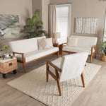 Load image into Gallery viewer, Baxton Studio Stratton Mid-Century Modern Cream Boucle Fabric And Walnut Brown Finished Wood 3-Piece Living Room Set
