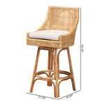 Load image into Gallery viewer, Baxton Studio Bella Modern Bohemian Natural Brown Rattan Bar Stool
