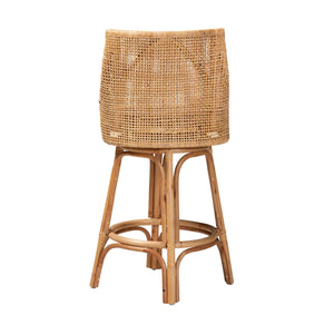 Baxton Studio Bella Modern Bohemian Natural Brown Rattan Bar Stool