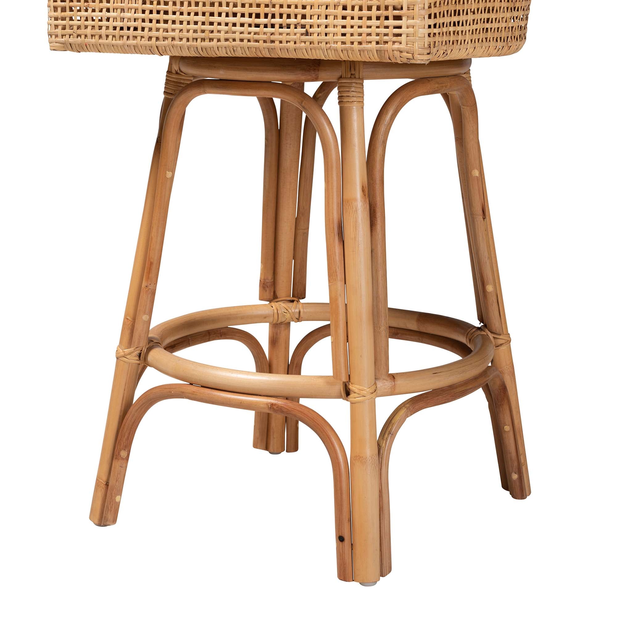 Baxton Studio Bella Modern Bohemian Natural Brown Rattan Bar Stool