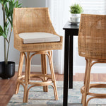 Load image into Gallery viewer, Baxton Studio Bella Modern Bohemian Natural Brown Rattan Bar Stool
